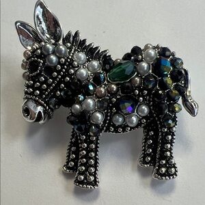 Bejeweled Donkey Brooch